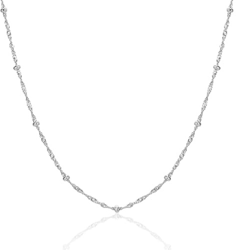 MIORE Schmuck Damen, Collier Kette Damen, Kette Silber Frauen 925/18 Karat Vergoldet, Fantasiekette, Silberkette 925 Ohne Anhänger, Halskette 44cm, Allergenfrei & Handgemacht