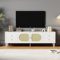 LERFAN Élégant meuble TV en rotin 180 x 40 x 56,5 cm avec 4 tiroirs, 2 portes en rotin, pieds réglables en hauteur et gestion des câbles, pour téléviseurs jusqu'à 80, meubles TV, meubles bas