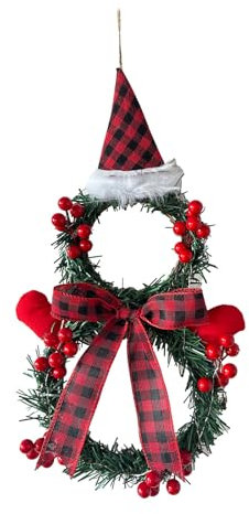 Ghirlanda natalizia con cappello di Babbo Natale con luce ornamento da appendere alla parete, decorazioni per Capodanno