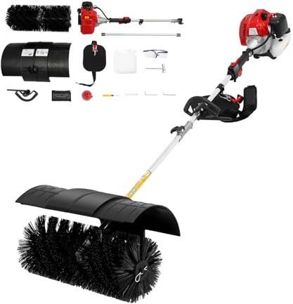 TONFEION 52CC Kehrmaschine Benzin, 2-Takt-Motorbesen Schneefräse Benzin, Handkehrmaschine mit 58cm Bürstenkopf, 1L Handheld Motorbesen Luftgekühlt Schneeräumer, 2.3PS Schneeschieber Kehrbesen