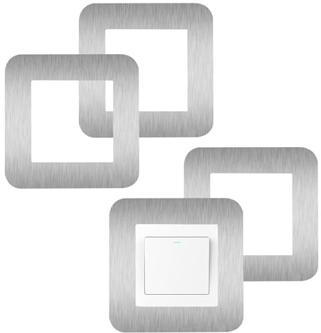 4 Pcs Light Switch Cover Plates, Acrylic Light Switch Surround, Silver Self Adhesive Light Switch Sticker, Single Light Switch Guard for Home Decoration(3.38 Inch)
