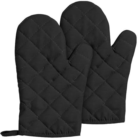 2 Stück Backhandschuhe Ofenhandschuhe, Topfhandschuhe, Backofenhandschuhe, Topflappen Handschuh, zum Kochen, Backen, Barbecue Isolation (Schwarz)
