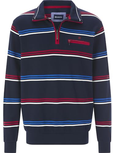 BABISTA Herren Sweatshirt Ulran | 100% Baumwolle – Langarm mit Querstreifen, Umlegekragen mit Reißverschluss, Brusttasche, bequeme Dehnbündchen, große Größen