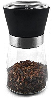 LOHAS Home Utensilio de cocina. Triturador manual en vidrio de sal y pimienta/Zanthoxylum/Salero/Pimentero/Especiero (1 Pieza, Negro)