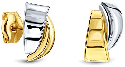 Miore Ohhringe Damen Ohrstecker Bicolor Gelbgold und Weißgold 14 Karat / 585 Gold, Ohrschmuck