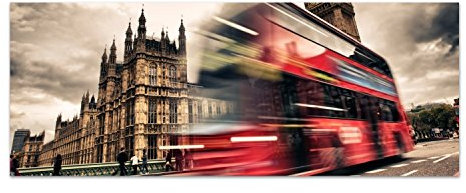 DekoGlas Glasbild 'London Bus' Acrylglas Bild Küche, Wandbild Flur Bilder Wohnzimmer Wanddeko, einteilig 125x50 cm