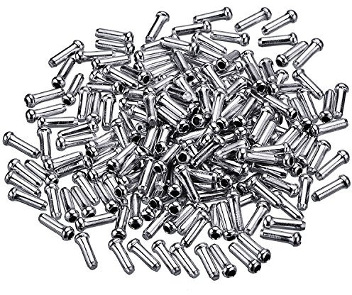 200 Pack End Brake Cable Cap Crimp Ends for Road Bike and Mountain Bicycle, Silver