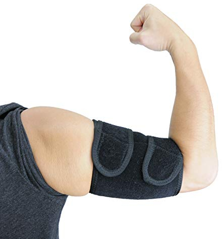 ObboMed MB-1850M Oberarmstütz Bandage, Oberarm Stütze, mit Magneten, Unterstützung für Tennis und Golfer Ellenbogen, Training, Sehnenentzündungen, Arthritis; schwarz - M : 30,5-33,0 cm
