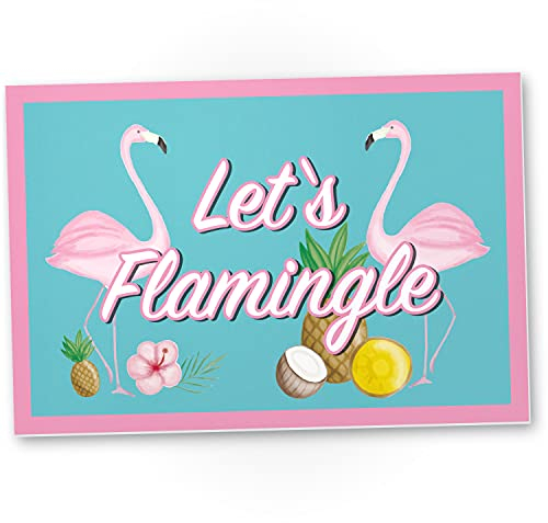DankeDir! Let's Flamingle - Flamingo Schild mit Spruch Wanddeko Party Deko Dekoration Wohnung - süße Geschenkidee Geburtstagsgeschenk - Geschenk beste Freundin