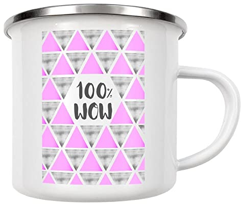 artboxONE Emaille Tasse 100% Wow MOM von AB1 Edition - Emaille Becher Typografie