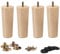 La Vane 4er Set Möbelfüße aus Massivholz - Konische Tischbeine Ersatz (Höhe: 18cm) mit M8 Gewindebolzen, Montageplatten - Für Sofa, Bett, Schrank, Couch, Ottomane & Tische - Leicht zu installieren