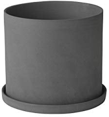 Blomus Kräutertopf -Nona- in Pewter | Größe S (H 12,5 cm, B 15 cm, L 15 cm) | Unglasiertes Porzellan | Natürliche Eleganz
