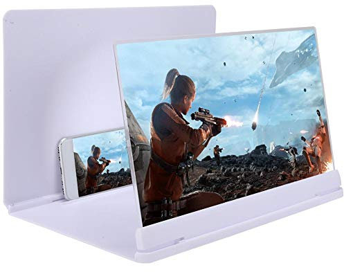 Lente di proiezione dello schermo del telefono da 14 pollici, video portatile 3D HD universale Smartphone Display Proiettore Amplificatore ingrandito Supporto per staffa di ingrandimento(bianca)