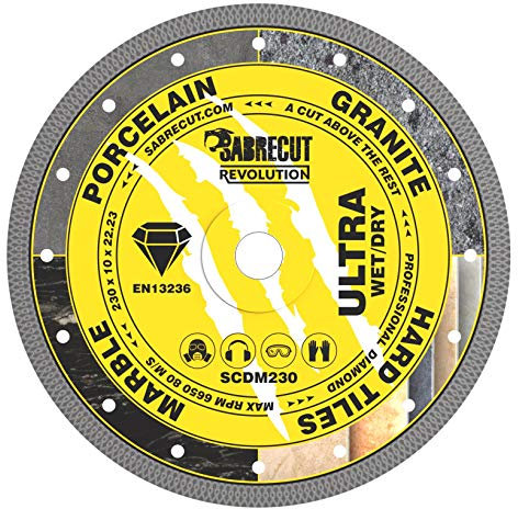 1 x SabreCut SCDM230 230mm (9 inch) x 10mm x 22.23mm Bore Mesh Turbo Angle Grinder Diamond Circular Saw Blade