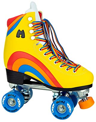 Moxi Rollers - Rainbow Rider - Patins à roulettes Amusants et à la Mode pour Femmes | Jaune Soleil | Taille 2JR