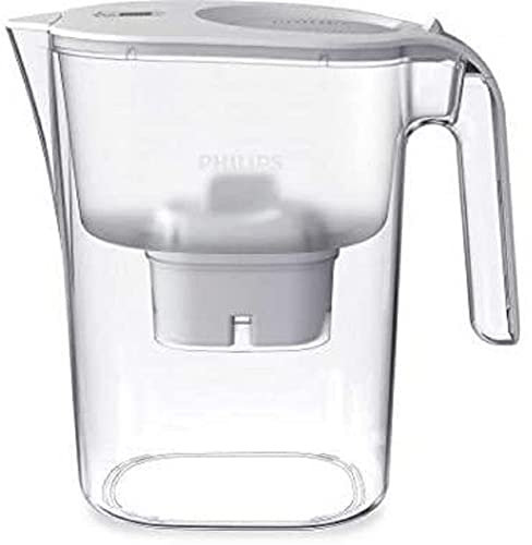 Philips - Micro X-Clean Caraffa filtro acqua a flusso rapido,3 litri,Timer elettronico, colore: Bianco