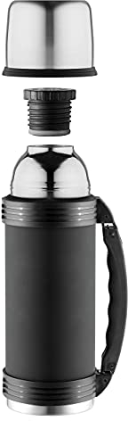 BergHoff Thermosflasche 1,0 L - Essentials (Thermobehälter mit Tasse, Getränke / Kaffee / Tee warm oder kalt, aus Edelstahl, Warmhaltebehälter) 1100250