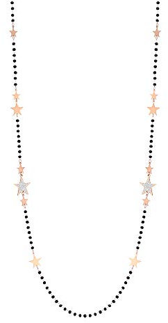 Xinyixin Collana con Filo a Forma di Stella per Donna, Collana a Catena Lunga in Acciaio Inossidabile Placcato Argento Oro Rosa con Cristallo Nero