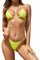 SHEKINI Femmes Bikini Dos Nu Sexy Micro Petite Tasse Triangle Haut de Bikini Réglable Deux Pièces Maillot de Bain Tanga Brésilien Taille Basse Bas de Bikini (Jaune Fluorescent, S)