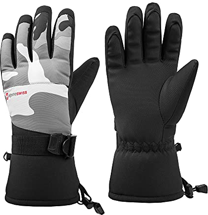 alpine swiss Herren Wasserdichte Gauntlet Skihandschuhe Wintersport Snowboarden Winddicht Warm 3M Thinsulate