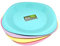 ECO 4 Pc Unbreakable Flat 23 x 23 cm Pastel Round Plastic Plates | Medium Bright Flat Kids Plates | Stackable Plastic Plates Reusable for Birthdays, Picnic, BBQ & Parties (Pastel, Medium)