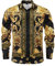 GSBOGOSSE Mens Luxury Brand Printed Silk Like Satin Button Down Dress Shirt for Party Prom Long Sleeve Slim Fit Floral Nightclub Shirt, Multicolored16, Medium