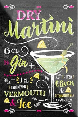 schilderkreis24 – Cocktail Rezept Magnet Alkohol Spirituosen Deko Kühlschrankmagnet Humor Geschenkidee Geburtstag Weihnachten 9x6 cm (Dry Martini)