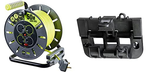 Masterplug OLU50134SL-PX Pro-XT Four Socket Open Cable Reel Extension Lead with Winding Handle&OWHB-PX Wall Hanging Bracket for Pro-XT Open Cable Reel Extension Leads, 10 x 5.5 x 4.5 cm