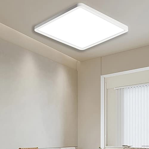 Ouyulong Plafonnier Salle De Bain 36W Étanche IP44, Plafonnier Led Salon Carré 30x30 CM, 4100LM,Blanc Naturel 4500K, Plafonnier Utilisé Dans La Cuisine,Couloir,Balcon Garage,Bureau