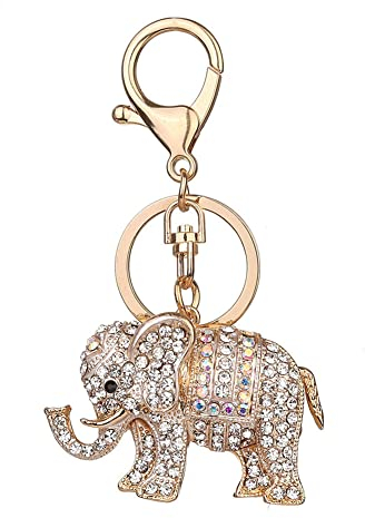 iSpchen Schlüsselanhänger Personalisiert Bling Strass Elefant Auto Schlüsselband Damen Charm Schlüsselanhänger Key Organizer Schlüsselringe Geldbörse Dekoration anhänger Taschenanhänger