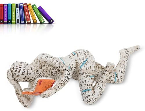 Cyrank Lesende Frau Figur, Harz Figur Deko Für Regal, Regal Deko, Kleine Lesende Frauen Geformte Skulptur, Abstrakte Lesefigur, Innovative Dame Statue, Die Zellstoff Formt, Bücherregal-Ornamente