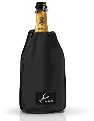 Rafraîchisseur pour Bouteilles de Vin ou Champagne, Sac Thermique, manchon de refroidisseur, Refroidit Bouteilles de Vin de Table, Glace pour Bouteilles, Tissu hydrofuge et élastique (Black)
