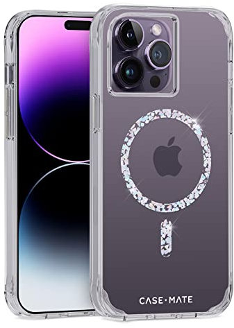 Case-Mate iPhone 14 Pro Max Case - Clear Twinkle Diamond [10FT Drop Protection] [Compatible with MagSafe] Magnetic Cover with Cute Bling Sparkle for iPhone 14 Pro Max 6.7, Anti-Yellow, Anti-Scratch