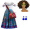 Yigoo Encanto Kostüm Mädchen Mirabel Madrigal Prinzessin Kinder Outfit Karneval Party Halloween Fest Weihnachten Verkleidung mit Tasche Perücke Brille Ohrring 160