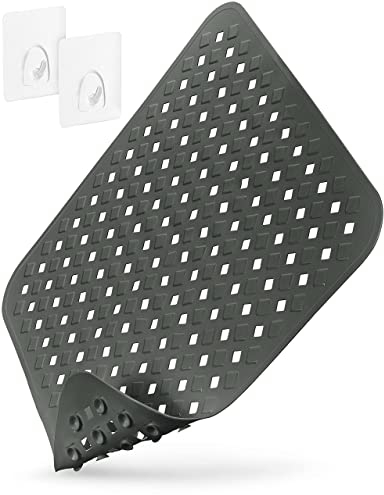 Homerella® Duschmatte rutschfest - 100% BPA frei - Inkl. 2 Haken zum Aufhängen 53x53cm - Antirutschmatte Dusche hautsensitiv & schimmelresistent - Duscheinlage maschinenwaschbar