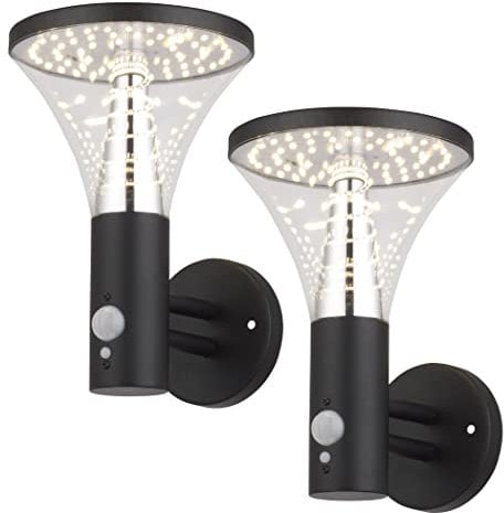 Arum Lot de 2 Appliques Solaire BENIDORM Réel Eclairage de 600 Lumens pour Extérieur avec Détecteur de Présence 3 Modes IP44