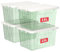 Cetomo 15L*4 Storage Boxes with Lids, Plastic Storage Bins with Latching Buckles, Click Closure, Stackable, Nesting, Organizer for Home Office Clothes, Clear Green, 15L-4 Pack