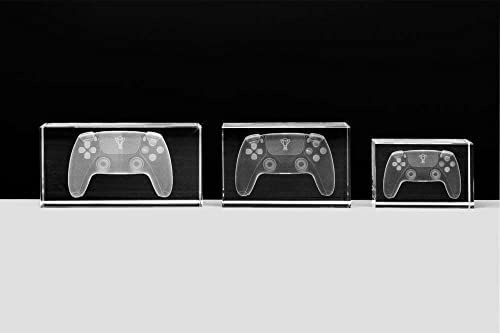 eberin · Glas Pokal · Controller · E-Sport · Sport · Gaming · 3D Kristallblock mit oder ohne Gravur · ohne Glassockel · in 3 Modellen erhältlich ·, H. 4cm x B. 6cm