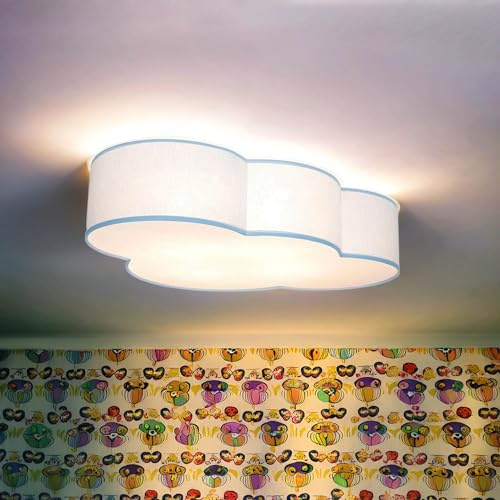 Licht-Erlebnisse Kinderzimmerleuchte Wolkenlampe Stoff hellblau 4x E27 einfach montierbar Leuchtmittel wechselbar Deckenlampe Deckenleuchte für Kinder