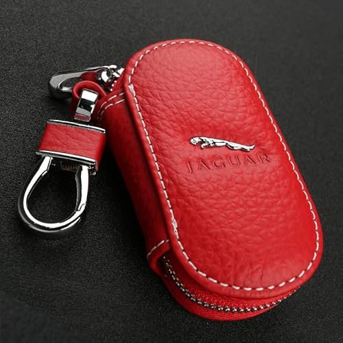 AIYING Cuir, Étuis à Clés de Voiture, Porte-clés Télécommande, Porte-clés, Accessoires de Décoration, pour Jaguar XJL XF XK XE F-Pace F-Type E-Pace S-Type,Red