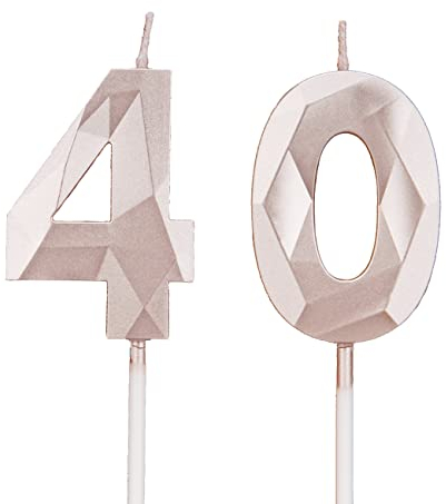 Geburtstagskerzen Zahlen 40,3D Roségold Kerzen Geburtstag für Kuchen geburtstagsdeko, Geburtstag Kerzen Zahlen, Geburtstagskerzen Kinder für Partys, Hochzeiten, Firmenfeiern, Jubiläen