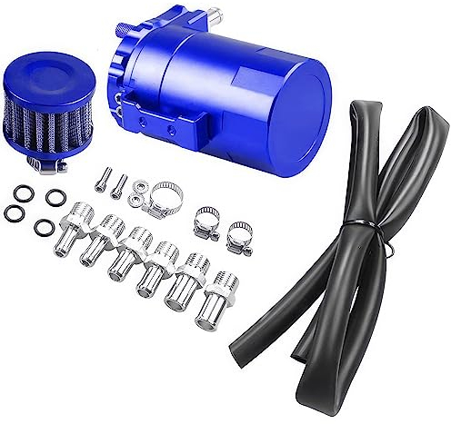 Vusddy Oil Can Auto, 300Ml Decanter Vapori Olio,2 Porte Alluminio Recupero Vapori Olio Motore, Contenitore Per Olio Con Filtro Dell'Aria, Tubo Flessibile E Altri Accessori (Blue)