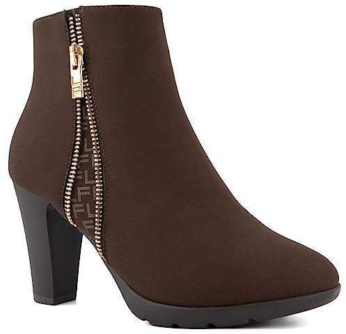 LONDON FOG Beelize Damen Stiefelette mit Absatz, Braun, 40 EU