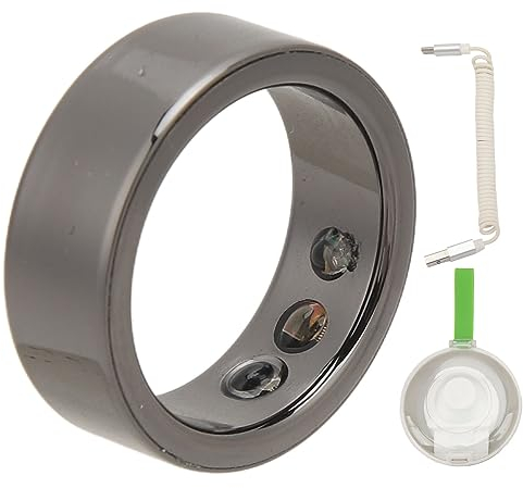 Smart Ring Health, Fitness für Herzfrequenz, Körpertemperatur, Blutsauerstoff, Wasserdicht, Schwarz (19)