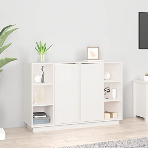 GuyAna Sideboard Kommode Weiß TüRen Sideboard Flur Schmal Eckkommode 120x35x80 cm Massivholz Kiefer