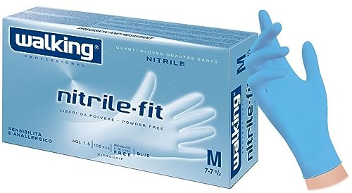 DOT Horeca Solutions 100 Guanti monouso NITRILE FIT in Nitrile colore azzurro TAGLIA M senza polvere alta qualità e comfort nichel free