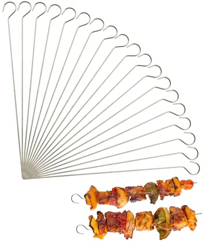 LDHHYH 100 brochetas de acero inoxidable para barbacoa de 30 cm, pinchos de metal reutilizables, pinchos de barbacoa de kebab, brochetas de barbacoa para carne de frutas