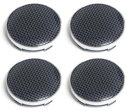 PTDecals 4X 60mm Nabendeckel Radnabenkappen Felgen mit Kohlefaser-Muster Raster-Aufkleber Aufkleber für Fahrzeug Auto Universal Radnabenabdeckung Abdeckungen (Silber SCHWARZ)
