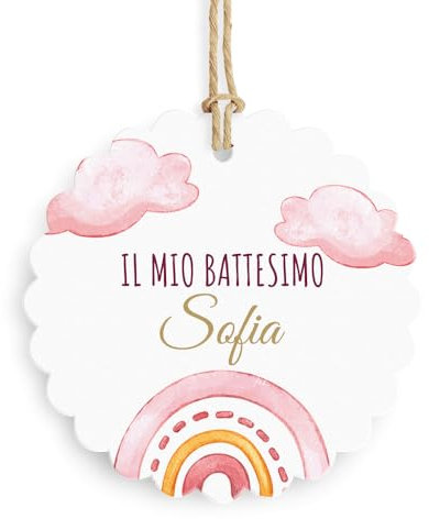 Etichetta Personalizzata bigliettini bomboniere nascita e battesimo 24 pezzi Tag Cartellino confetetti e confezione regalo (FFTAG0122)