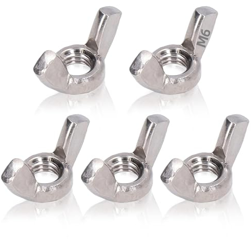 Mmgoqqt DIN 315 Flügelmutter M6, 5 Stück Edelstahl Schmetterlingsmutter, Metrische Rostfreie Wing Nut, Hand Schraub Flügelmuttern, Standard Flügelmutter Flügelmutter für Anlagen DIY Tools